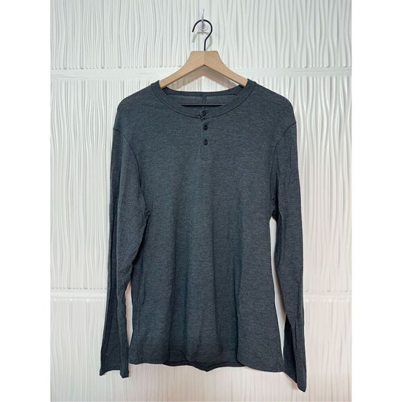 Lululemon Men’s Long Sleeve Henley Mineral Blue / True Navy - Small - Picture 3 of 7